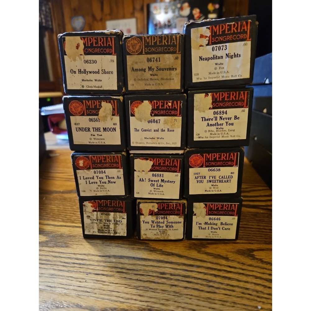 Lot of 12 Old IMPERIAL Player Piano Rolls / Foxtrots, Waltz‎ (V)